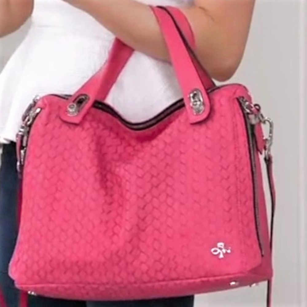 Kaley Emboss-Woven Leather Satchel NWOT - Picture 6 of 6